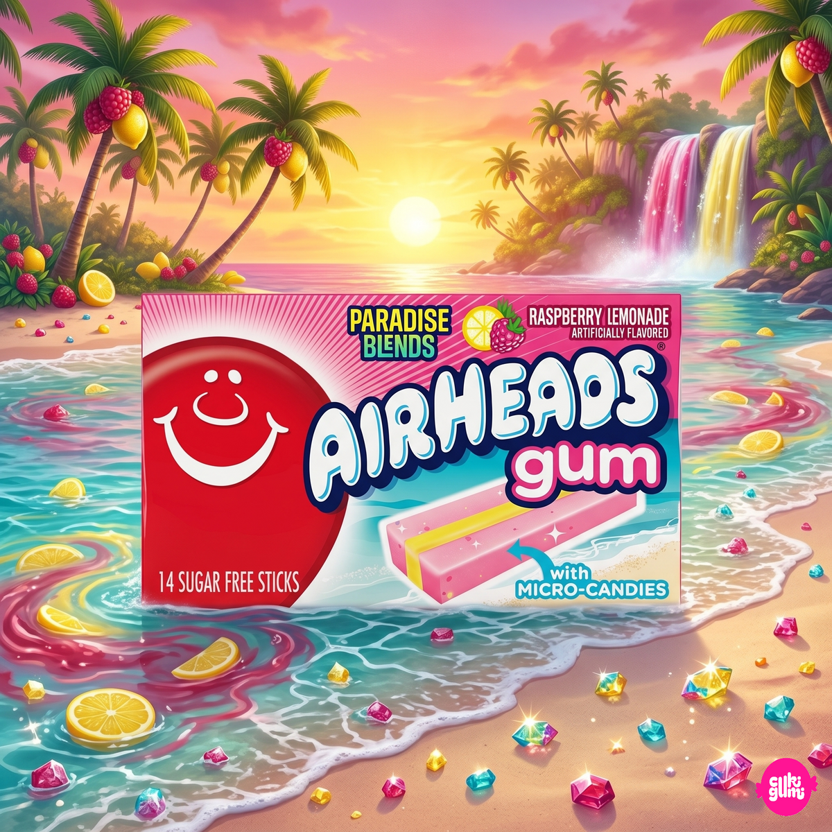 Airheads Gum Raspberry Lemonade 34 g – Málna-Limonádé Ízű Cukormentes Rágógumi