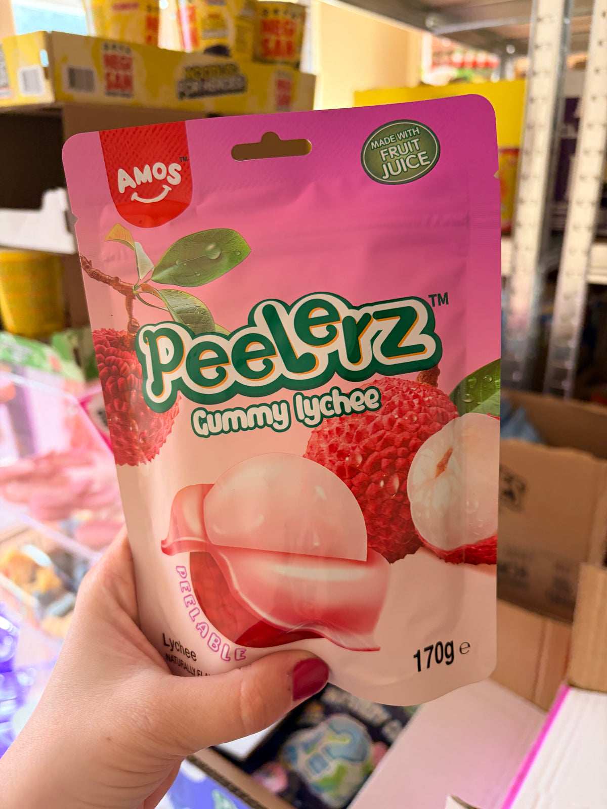 Amos Peelerz Gummy Lychee 170 g – Hámozható Licsis Gumicukor