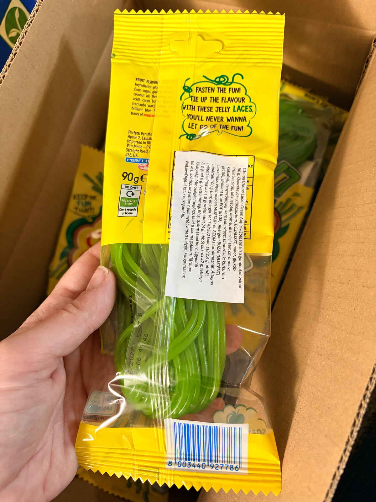 Chupa chups zöld almás spagetti Hátoldal