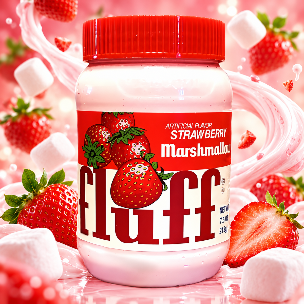 Marshmallow Fluff Strawberry – Eperízű pillecukorkrém 213 g