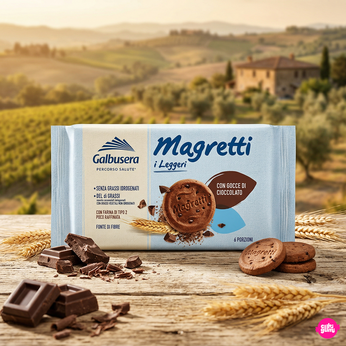 Galbusera Magretti Cioccolato 260 g - Csokidarabos könnyű omlos keksz