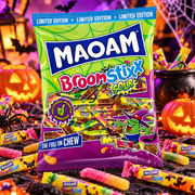Halloweenes MAOAM Broom Stixx cukorka