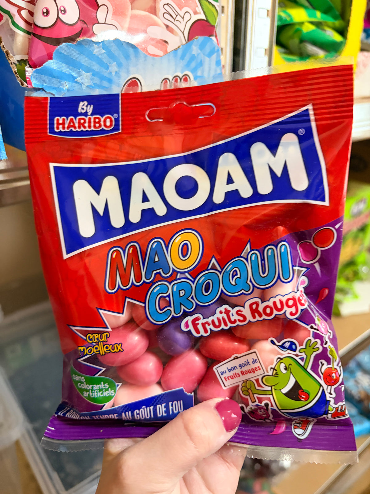 Haribo Maoam Croqui Red Fruit 120 g - Ropogós gyümölcsös gumicukor drazsé