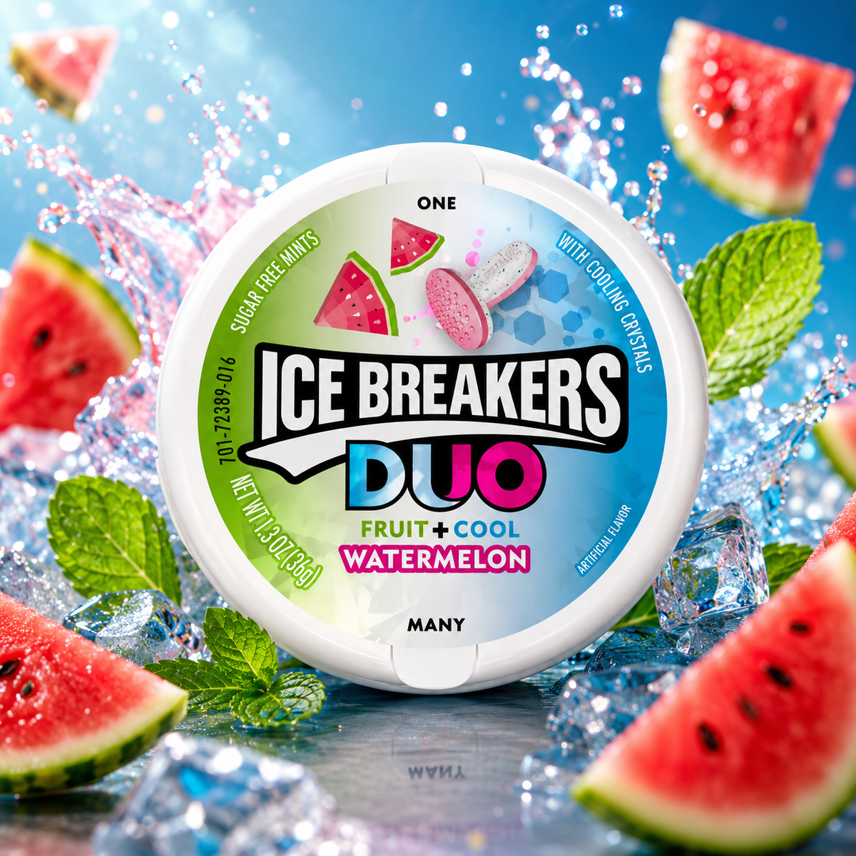 Ice Breakers Mints Duo Watermelon 36g – Cukormentes Görögdinnyés Mentolos Drazsé