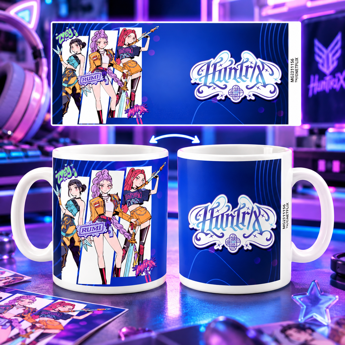 KPop Demon Hunters HUNTR/X Logo (eredeti Neflixes) – Rumi, Mira & Zoey kerámia bögre 325 ml