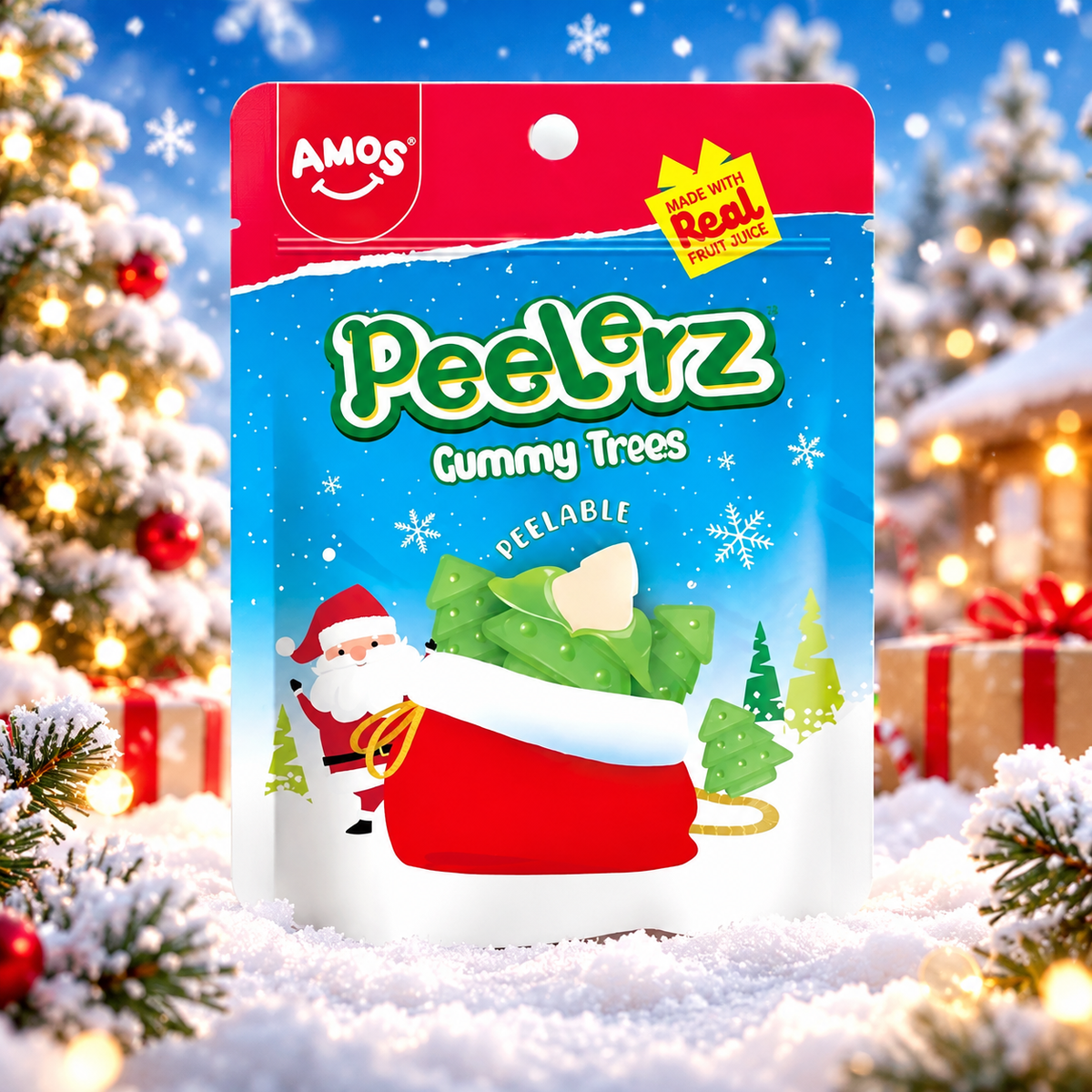 AMOS Peelerz Christmas Trees – Hámozható almaízű karácsonyfa gumicukor 65 g
