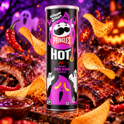 Pringles Hot Scary BBQ Ribs Glow In The Dark 160 g – Csípős BBQ borda ízű burgonyasnack