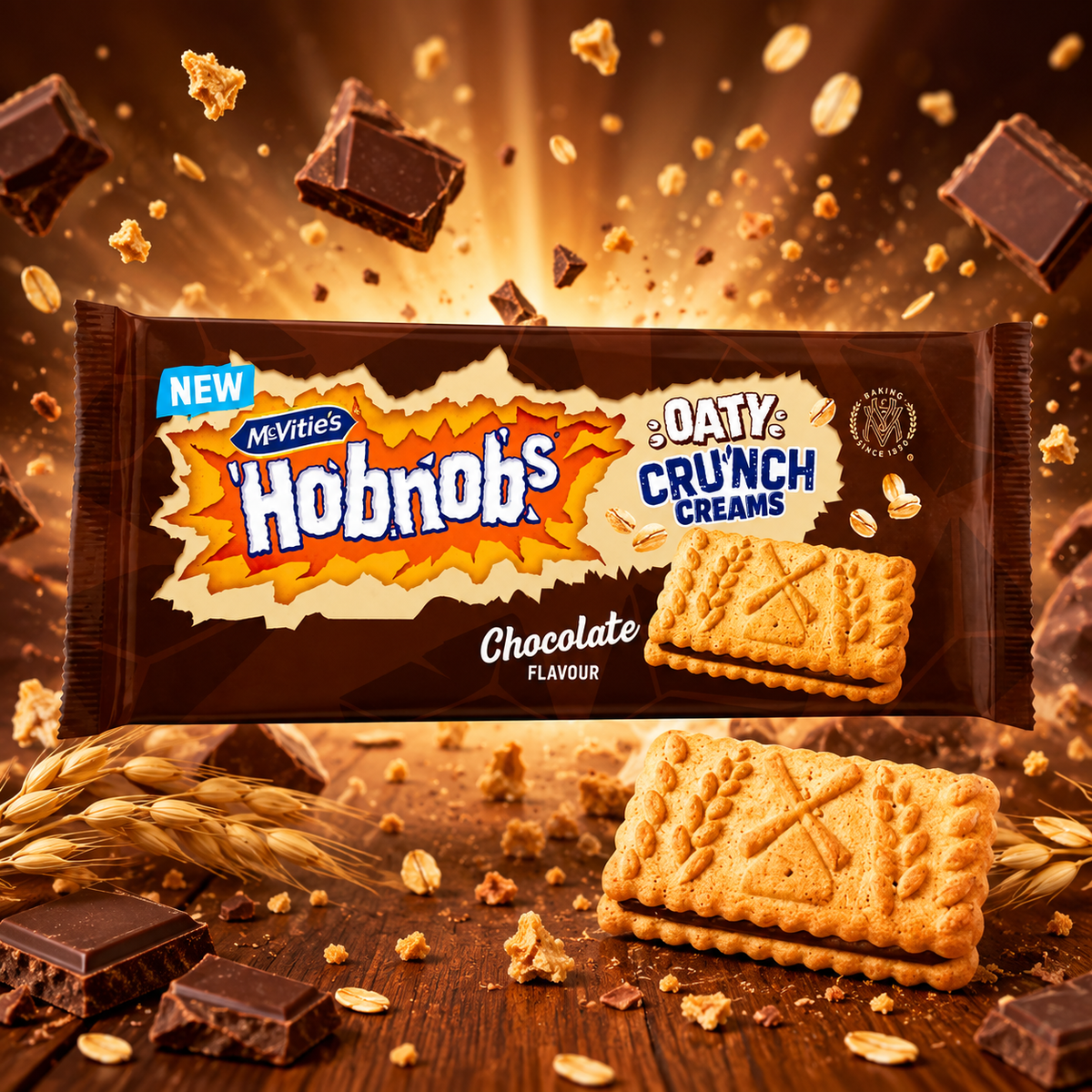 McVitie's Hobnobs Oaty Crunch Creams Chocolate 100 g – Csokoládéízű Krémmel Töltött Zabos Keksz