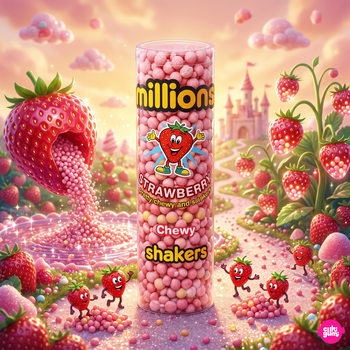 Millions Shaker Strawberry 82 g – Epres Mini Rágós Cukorkák