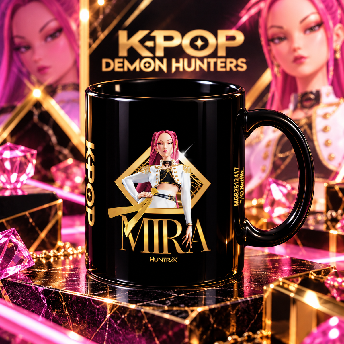 KPop Demon Hunters Golden Mira – Fekete kerámia bögre 325 ml