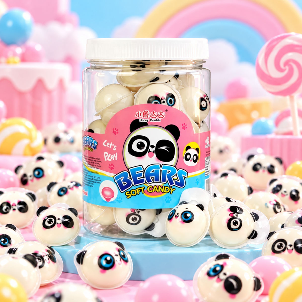 Deer Dada Bears Soft Gummy Candy – Őszibarack- és licsiízű puha gumicukor 10 g