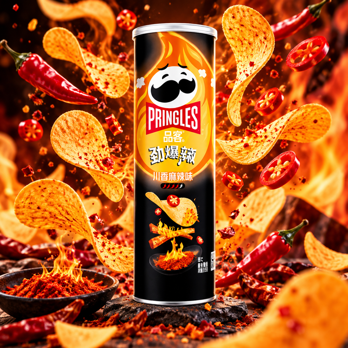 Pringles Spicy Strips – Csípős szecsuáni ízű burgonyasnack 110 g
