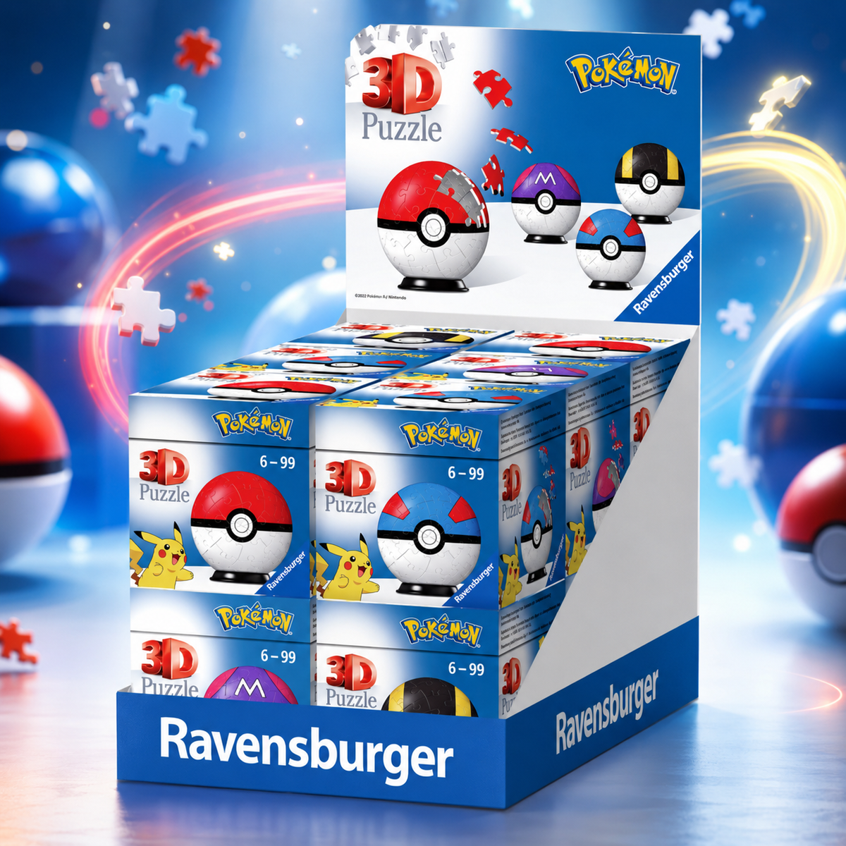 Ravensburger Pokémon meglepés 3D Poké Ball puzzle 54 db – Pokémon Assorted Puzzleball 54pcs