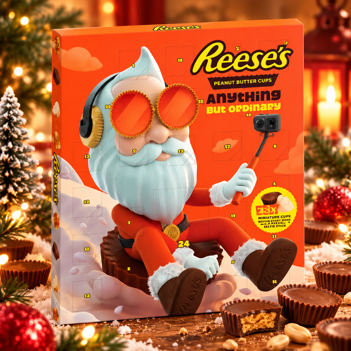 Reese's Advent Calendar 245 g – Mogyoróvajas adventi naptár tejcsokoládés és fehér bevonatos Reese’s Cups édességekkel
