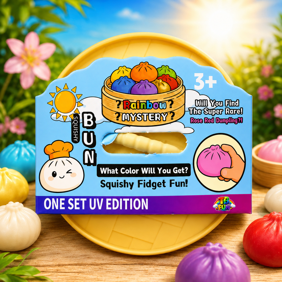 Squishy Bun Dumpling Mini UV Edition – Mini Gombóc Formájú UV Színváltós Squishy Játék
