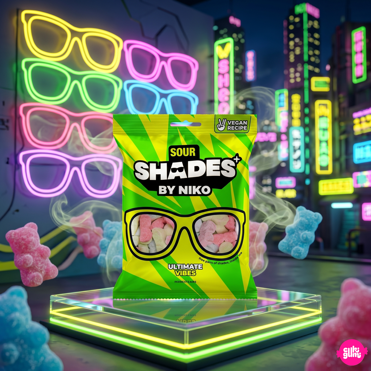 Shades by Niko Sour Ultimate Vibes 150 g – Savanyú Gumicukor Mix (Halal)