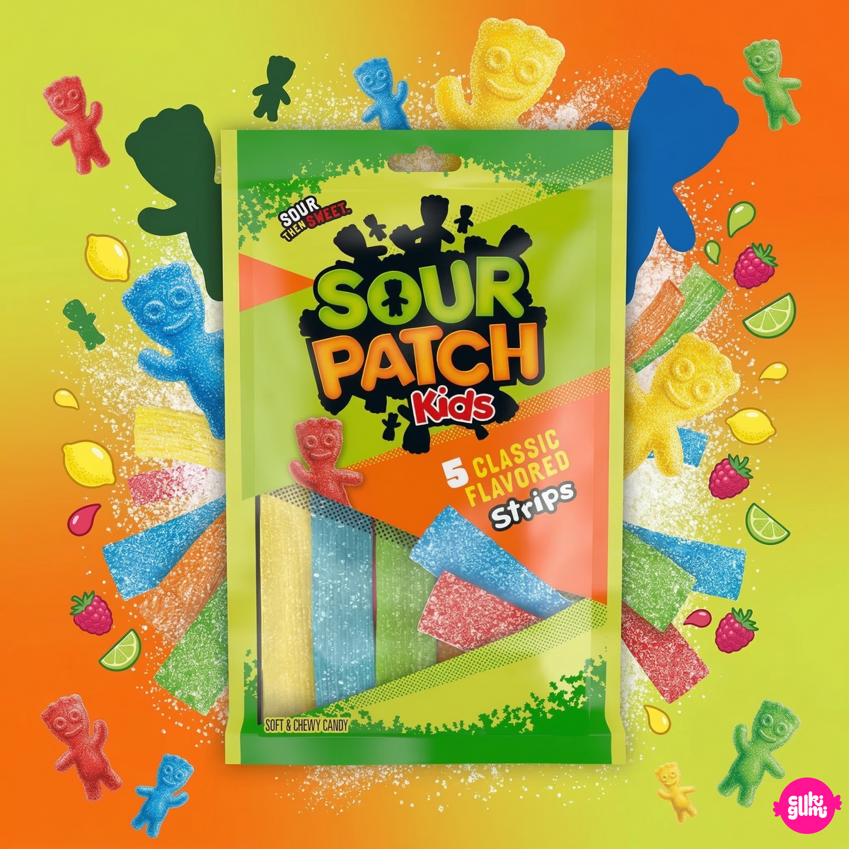 Sour Patch Kids Savanyú gyümölcsös cukorka csíkok 99 g