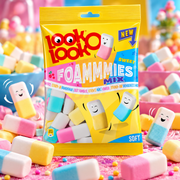 Look-O-Look Foammmies Mix 180 g – Gyümölcsízű habos gumicukor válogatás