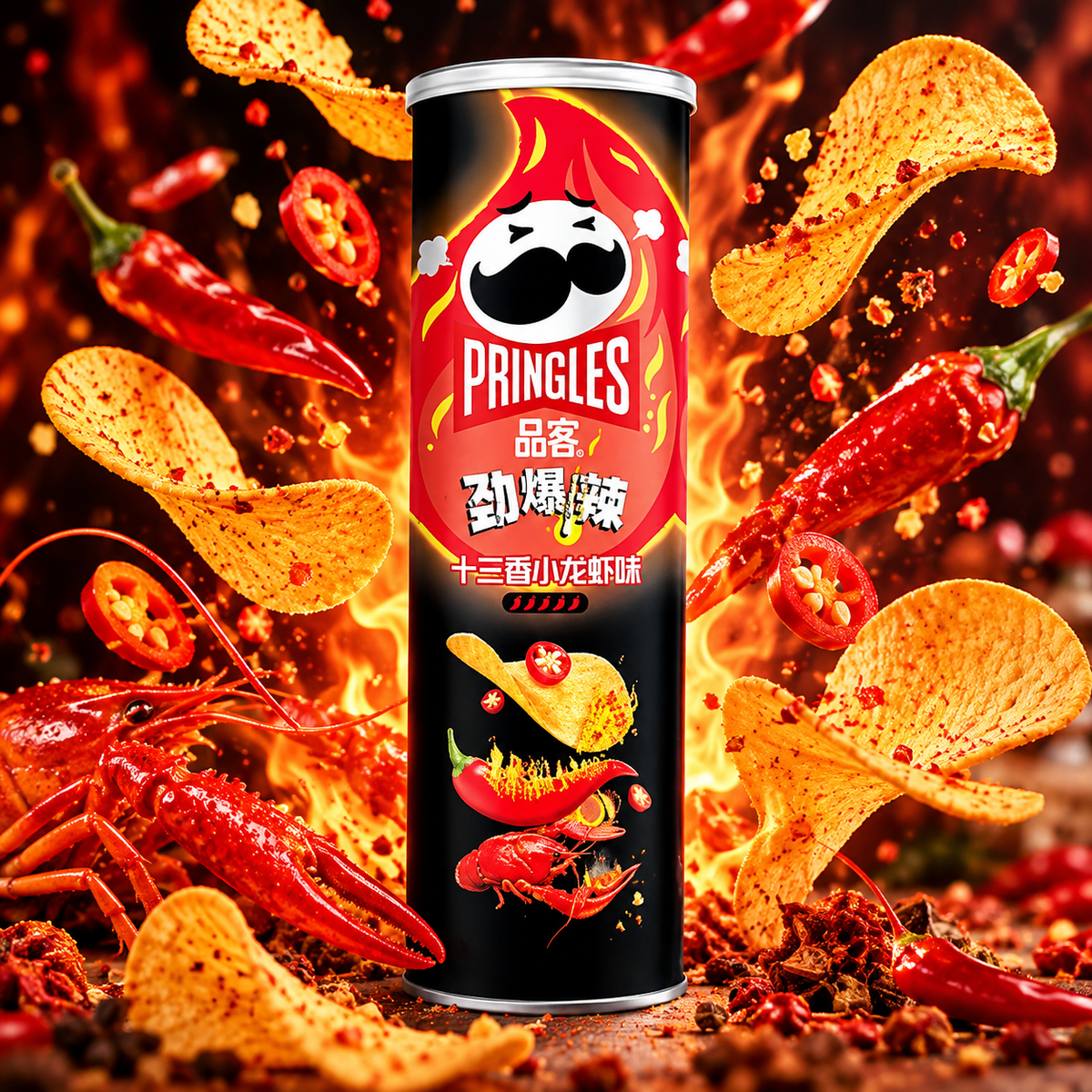 Pringles Thirteen Spices Crayfish – Tizenhárom fűszeres rák ízű burgonyasnack 110 g
