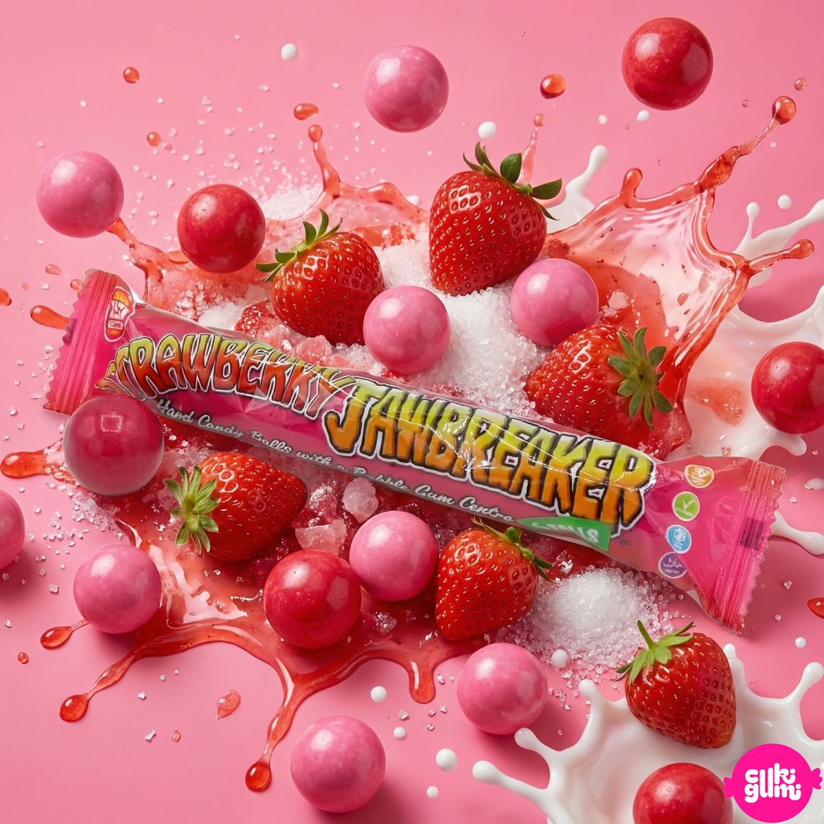 Zed Candy Jawbreaker Strawberry 50g – Epres Jawbreaker Rágógumis Középpel